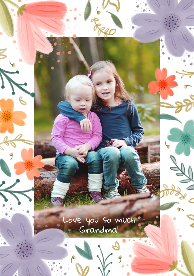 Photo Thinking Of You Card Floral Border